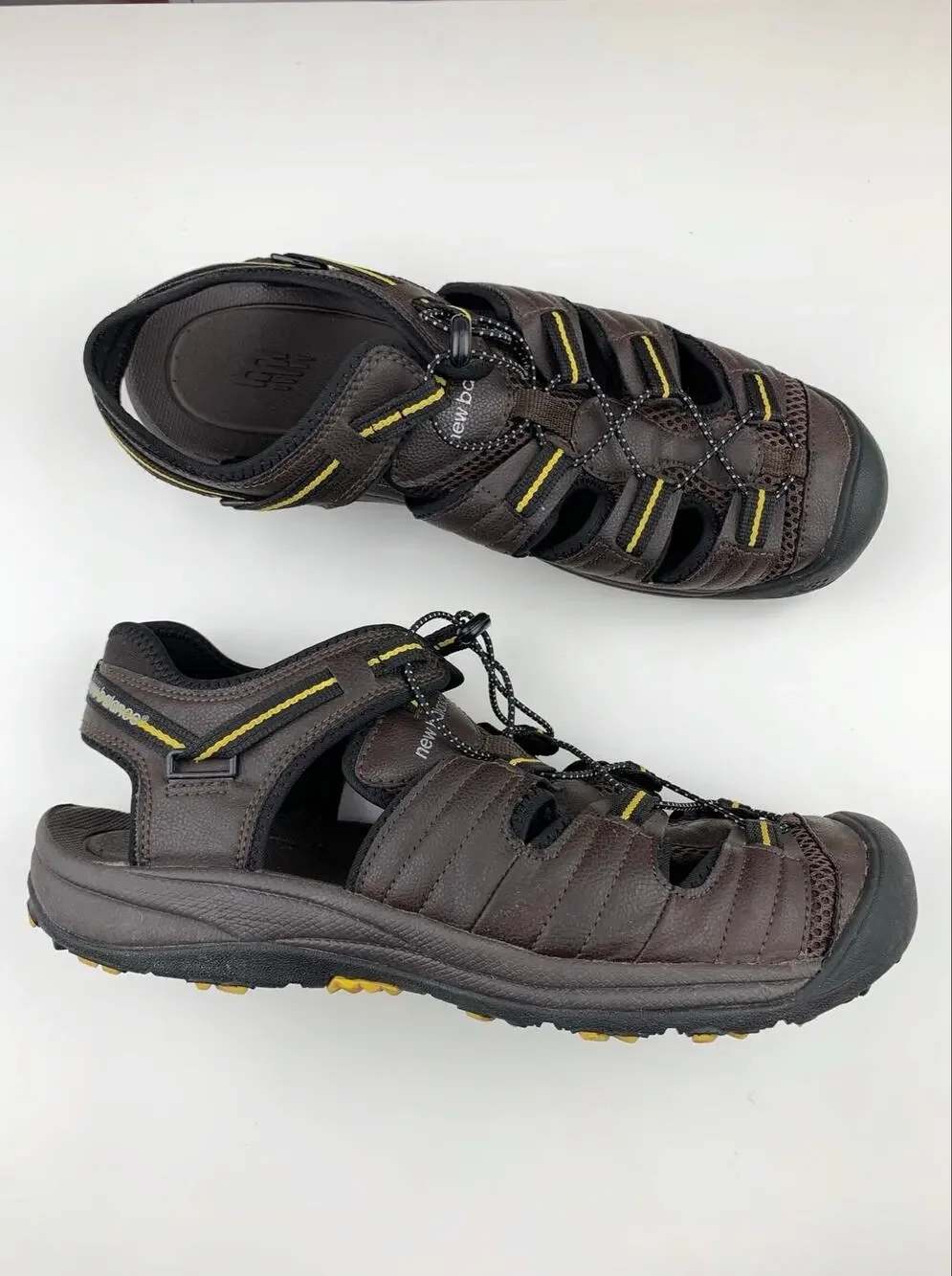 New Balance Appalachian Closed Toe Sandals Brown Faux Leather Men's 12 Wide